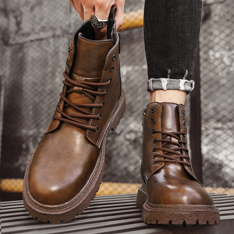 6cm身長アップ効果のあるメンズブーツ、レザー製、アウトドア - Weightlifting Shoes のレビューと価格