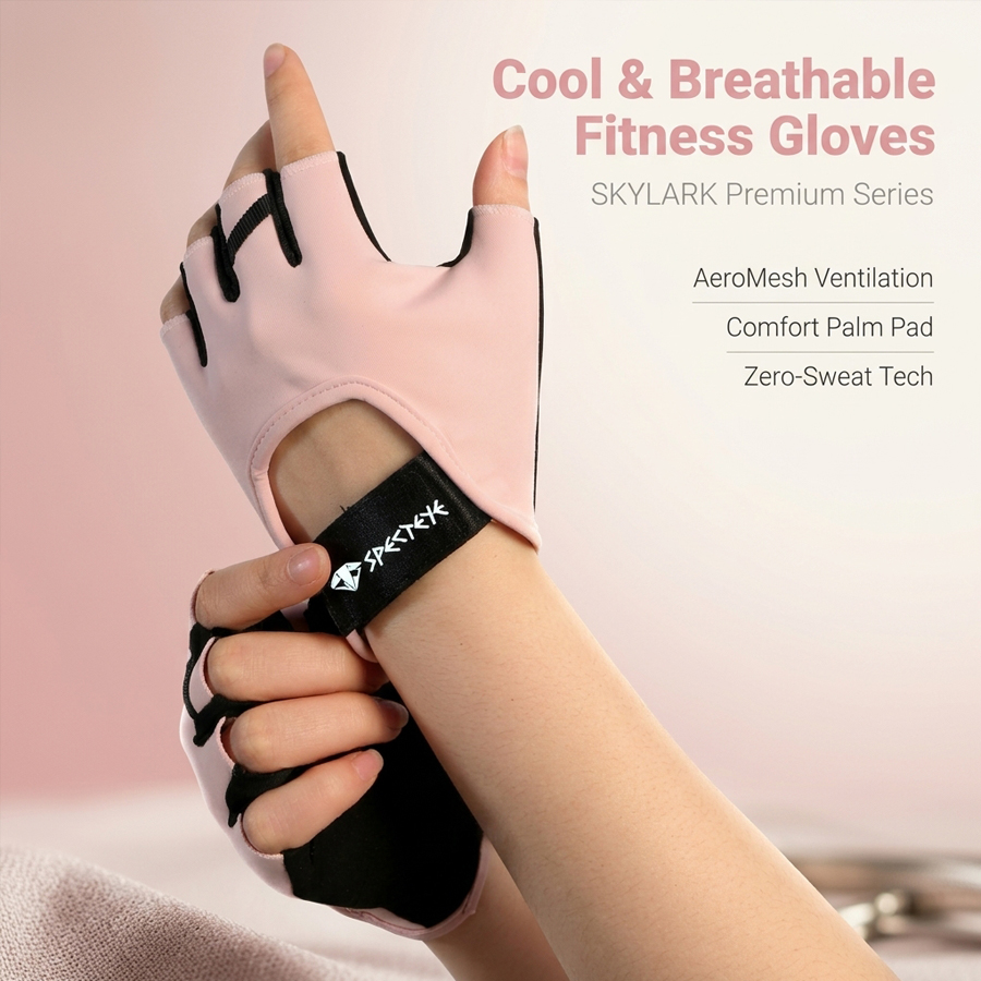 女性用ピンクハーフフィンガーフィットネスグローブ滑り止め通気 - Weightlifting Gloves のレビューと価格