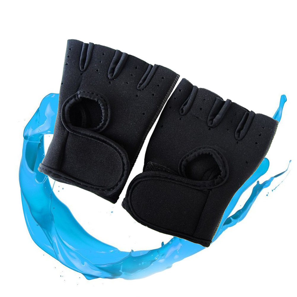 黒のサイクリンググローブ、指先が開いたタイプ、通気性、滑り止 - Weightlifting Gloves のレビューと価格
